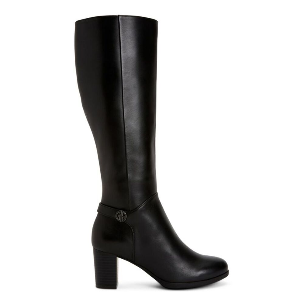 GIANI BERNINI Womens Black Adonnys Round Toe Block Heel Leather Boots 5 M